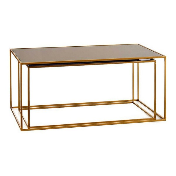 Set of 2 tables Gift Decor Black Golden Metal Crystal 55 x 40 x 90 cm