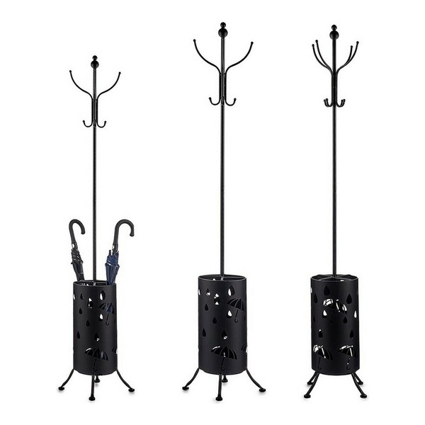 Mēteļu plaukts Gift Decor Melns Metāls 44 x 185 x 44 cm Lietussargu statnis