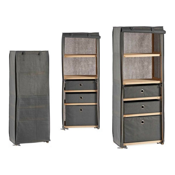 Hyllyt Kipit Ruskea Harmaa Puu Kangas 28 x 113 x 42 cm