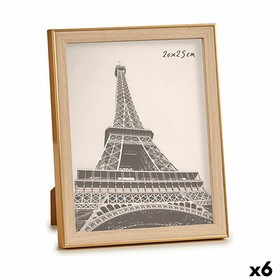 Photo frame Gift Decor Brown Golden Glass polypropylene (6 Units)