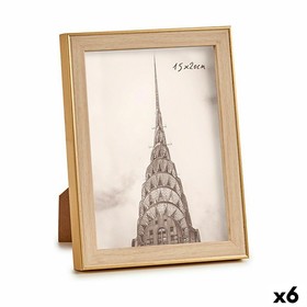 Photo frame Gift Decor Brown Golden Natural Glass polypropylene (6 Units)