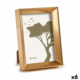 Photo frame Gift Decor Golden Glass Plastic (6 Units)