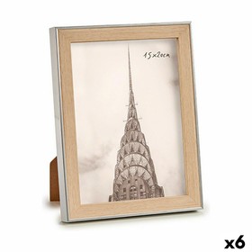Photo frame Gift Decor Brown Silver Natural Glass polypropylene (6 Units)