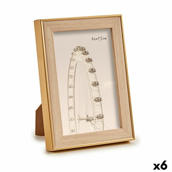 Photo frame Gift Decor Brown Golden Natural Glass polypropylene (6 Units)