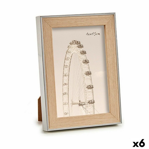 Photo frame Gift Decor Brown Silver Natural Glass polypropylene (6 Units)