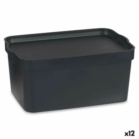 Storage Box with Lid Kipit Anthracite Plastic 7,5 L (12 Units)