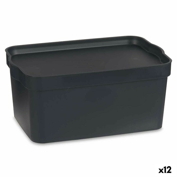 Storage Box with Lid Kipit Anthracite Plastic 7,5 L (12 Units)