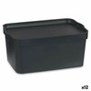 Storage Box with Lid Kipit Anthracite Plastic 7,5 L (12 Units)
