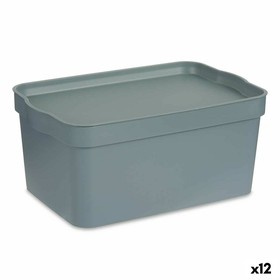 Storage Box with Lid Kipit Grey Plastic 7,5 L (12 Units)