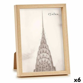 Photo frame Gift Decor Brown Natural Plastic (6 Units)