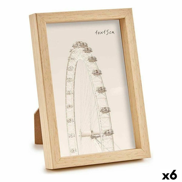 Photo frame Gift Decor Brown Natural Plastic (6 Units)