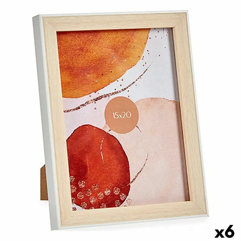 Photo frame Gift Decor White Brown Natural Glass polypropylene (6 Units)
