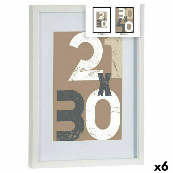 Seinävalokuvakehys Gift Decor Valkoinen Lasi Puu MDF 30 x 40 cm (6 osaa)