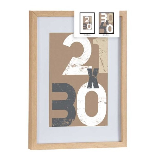 Photo frame Gift Decor Natural Glass MDF Wood 30 x 40 cm (6 Units)