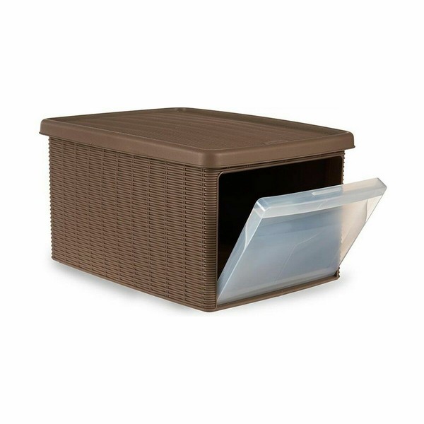 Storage Box with Lid Stefanplast Elegance Beige Plastic Side (5 Units)
