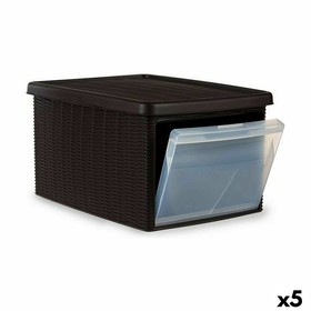 Storage Box with Lid Stefanplast Elegance Brown Plastic Side (5 Units)