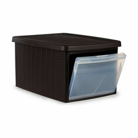 Storage Box with Lid Stefanplast Elegance Brown Plastic Side (5 Units)
