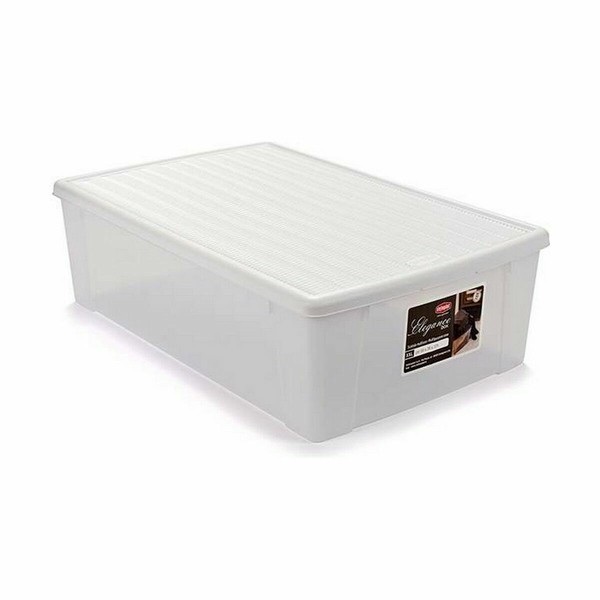 Storage Box with Lid Stefanplast Elegance White Plastic (6 Units)