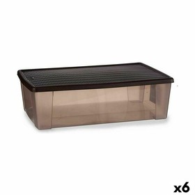 Storage Box with Lid Stefanplast Elegance Brown Plastic 30 L (6 Units)