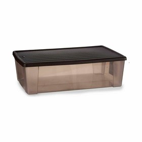 Storage Box with Lid Stefanplast Elegance Brown Plastic 30 L (6 Units)