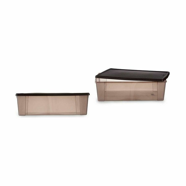 Storage Box with Lid Stefanplast Elegance Brown Plastic 30 L (6 Units)