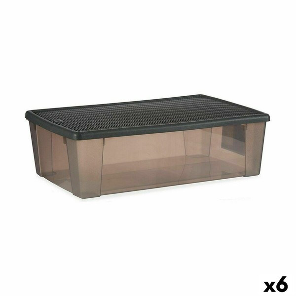 Storage Box with Lid Stefanplast Elegance Grey Transparent Plastic 30 L (6 Units)