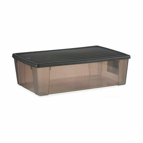Storage Box with Lid Stefanplast Elegance Grey Transparent Plastic 30 L (6 Units)