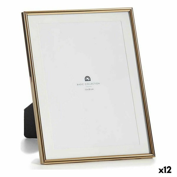 Photo frame Gift Decor Golden Crystal Steel (12 Units)