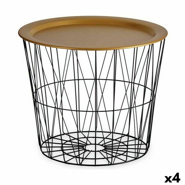 Side table Gift Decor Black Golden 52 x 40 x 52 cm (4 Units)