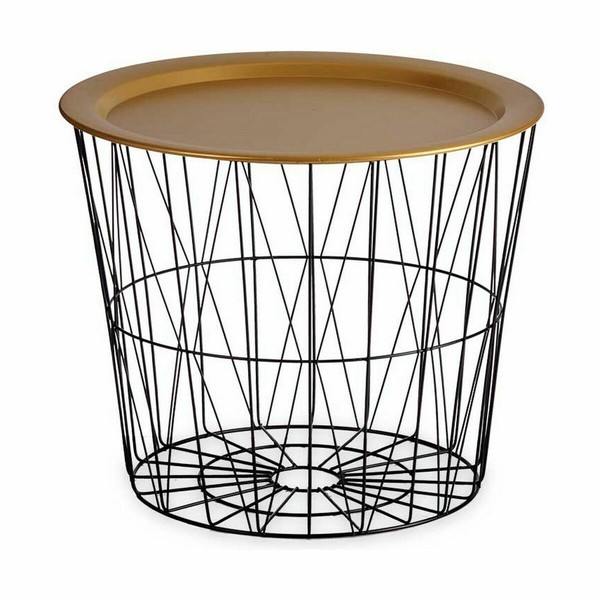 Side table Gift Decor Black Golden 52 x 40 x 52 cm (4 Units)