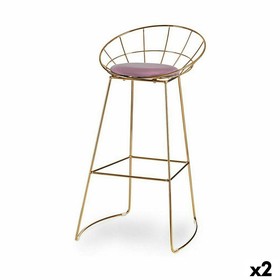 Taburetė Gift Decor Rožinė Auksinis Poliesteris Geležis 51 x 94 x 52 cm (2 vnt.)