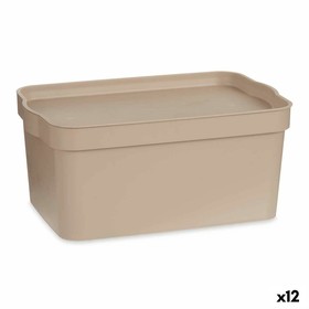 Storage Box with Lid Kipit Beige Plastic 7,5 L (12 Units)