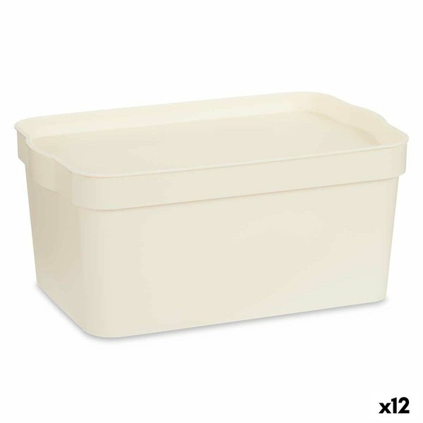 Sandėliavimo dėžutė su dangteliu Kipit Kreminė Plastmasinis 7,5 L (12 vnt.)