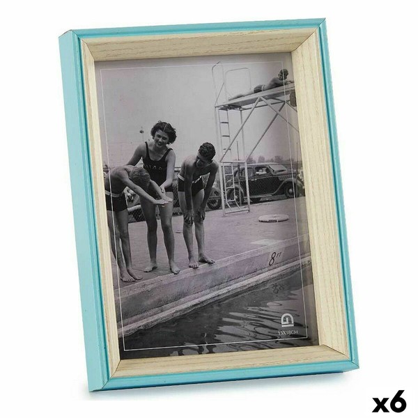 Photo frame Gift Decor Blue White Crystal MDF Wood (6 Units)