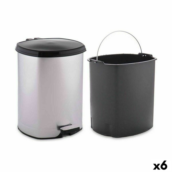 Мусорное ведро с педалью Berilo Серебристый Пластик 6 L (6 штук)