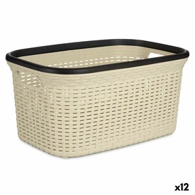 Laundry Basket Kipit Black Cream Plastic 36 L 36 x 25,5 x 52,5 cm (12 Units)