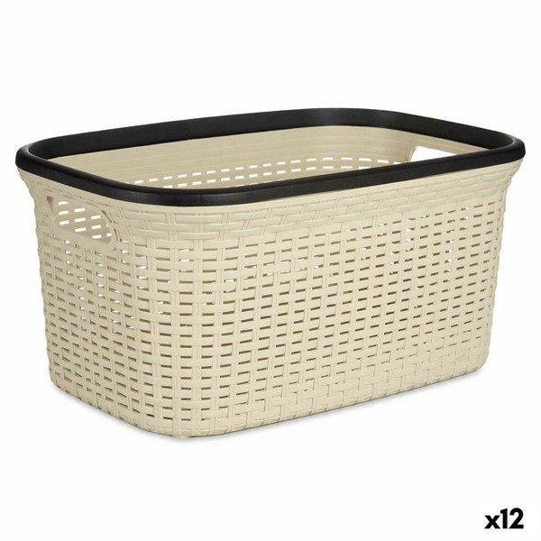 Корзина для белья Kipit Чёрный Кремовый Пластик 36 L 36 x 25,5 x 52,5 cm (12 штук)