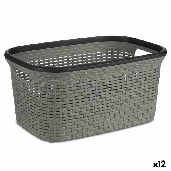 Laundry Basket Kipit Black Grey Plastic 36 L 36 x 25,5 x 53 cm (12 Units)
