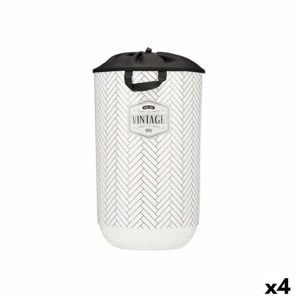 Veļas Grozs Kipit Vintage Balts Drāna Plastmasa 40 L 34 x 52,5 x 34 cm (4 gb.)