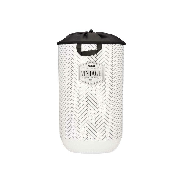 Laundry Basket Kipit Vintage White Cloth Plastic 40 L 34 x 52,5 x 34 cm (4 Units)