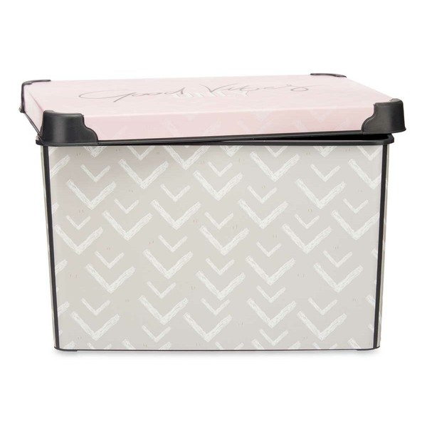 Storage Box with Lid Kipit Vibes Pink Plastic Printed Arrows 22 L (12 Units)