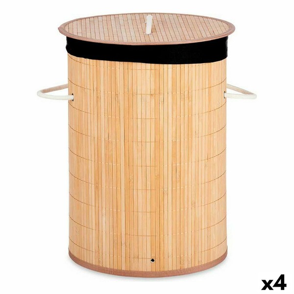 Veļas grozs Kipit Melns Dabisks Kokvilna Poliesters Metāls Bambuss Viskoze Koks MDF 48 L 37 x 50 x 37 cm (4 gb.)