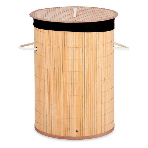 Laundry basket Kipit Black Natural Cotton Polyester Metal Bamboo Viscose MDF Wood 48 L 37 x 50 x 37 cm (4 Units)