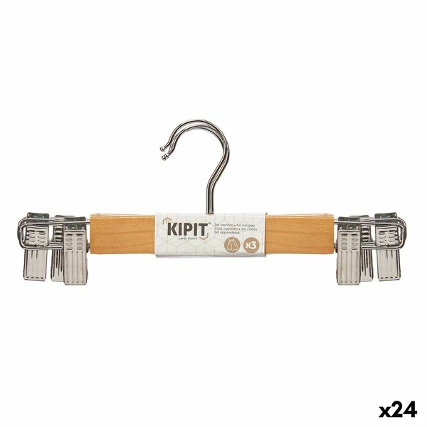 Набор вешалок Kipit Коричневый Серебристый Деревянный Металл 28,5 x 2,5 x 11,5 cm 28,5 x 11,5 x 4 cm 28,5 x 11,5 x 6 cm Зажимы (