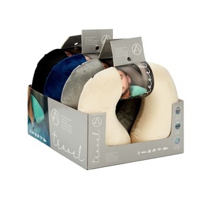 Neck Pillow Blue Black Beige Grey 31 x 10,5 x 27,4 cm (4 Units)