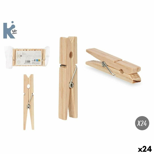 Apģērbu Knaģi Koks Metāls 7 x 1 cm 10,5 x 19 x 3 cm (24 gb.)
