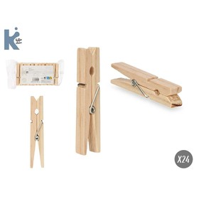 Clothes Pegs Wood Metal 7 x 1 cm 10,5 x 19 x 3 cm (24 Units)