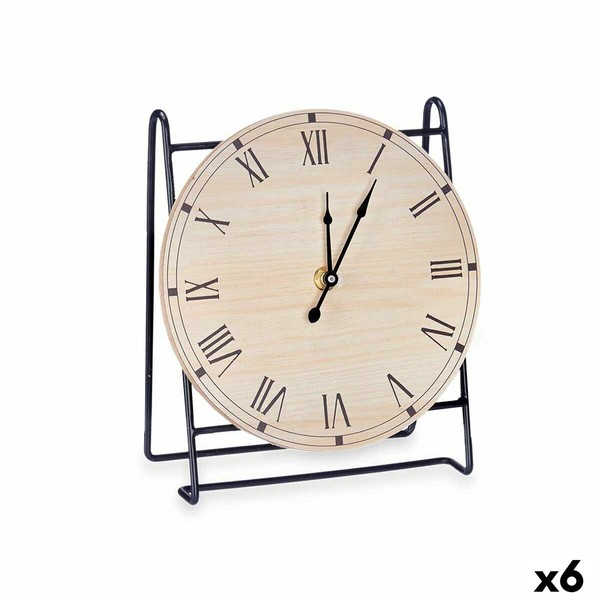 Table clock Gift Decor Black Wood (6 Units)