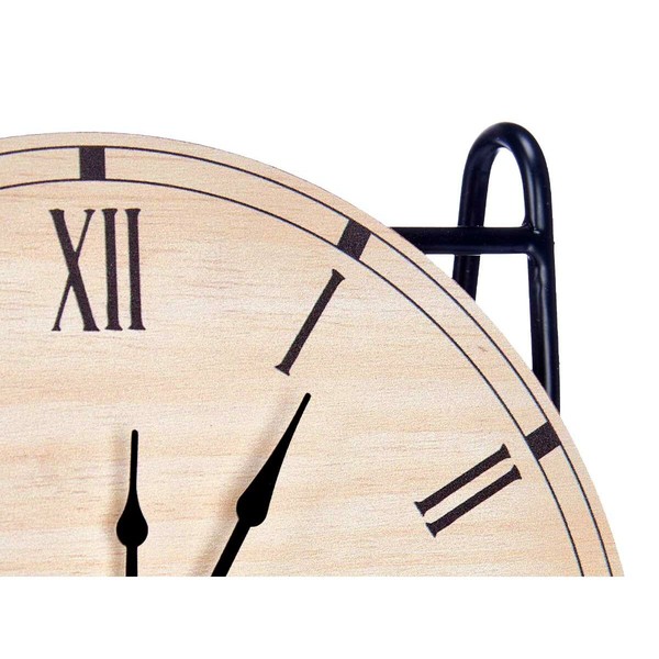Table clock Gift Decor Black Wood (6 Units)
