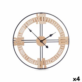 Настенное часы Gift Decor Чёрный Деревянный Металл Деревянный MDF 60 x 60 x 5 cm (4 штук)